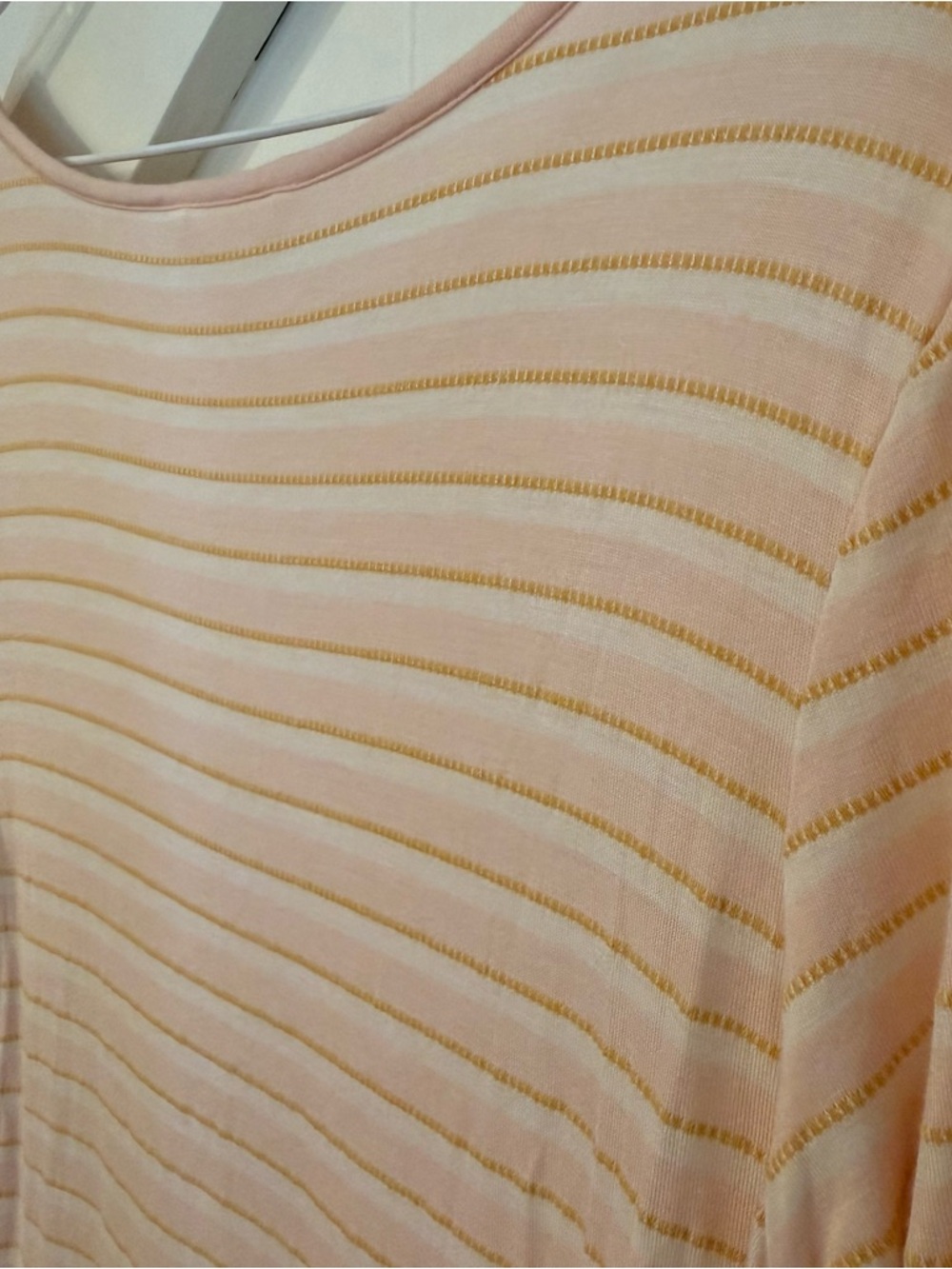 Matilda‎ Jane Blush Pink Striped Peplum Tunic Top Long Sleeve Women’s Size M - Picture 9 of 12